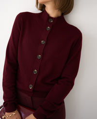 Merino wool turtleneck cardigan LES SEIZE Bordeaux