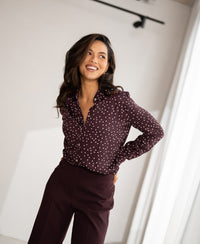 LA SEZANNE Polka-Dot Blouse, Wine Red - Ivory