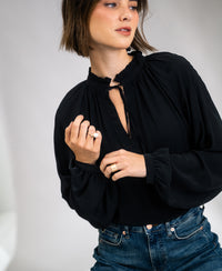 Bluse mit Bindebändern LA SOLENE Schwarz