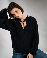 Bluse mit Bindebändern LA SOLENE Schwarz