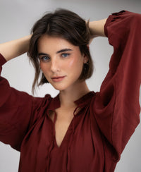 LA SOLENE Henna Blouse with Tie Straps
