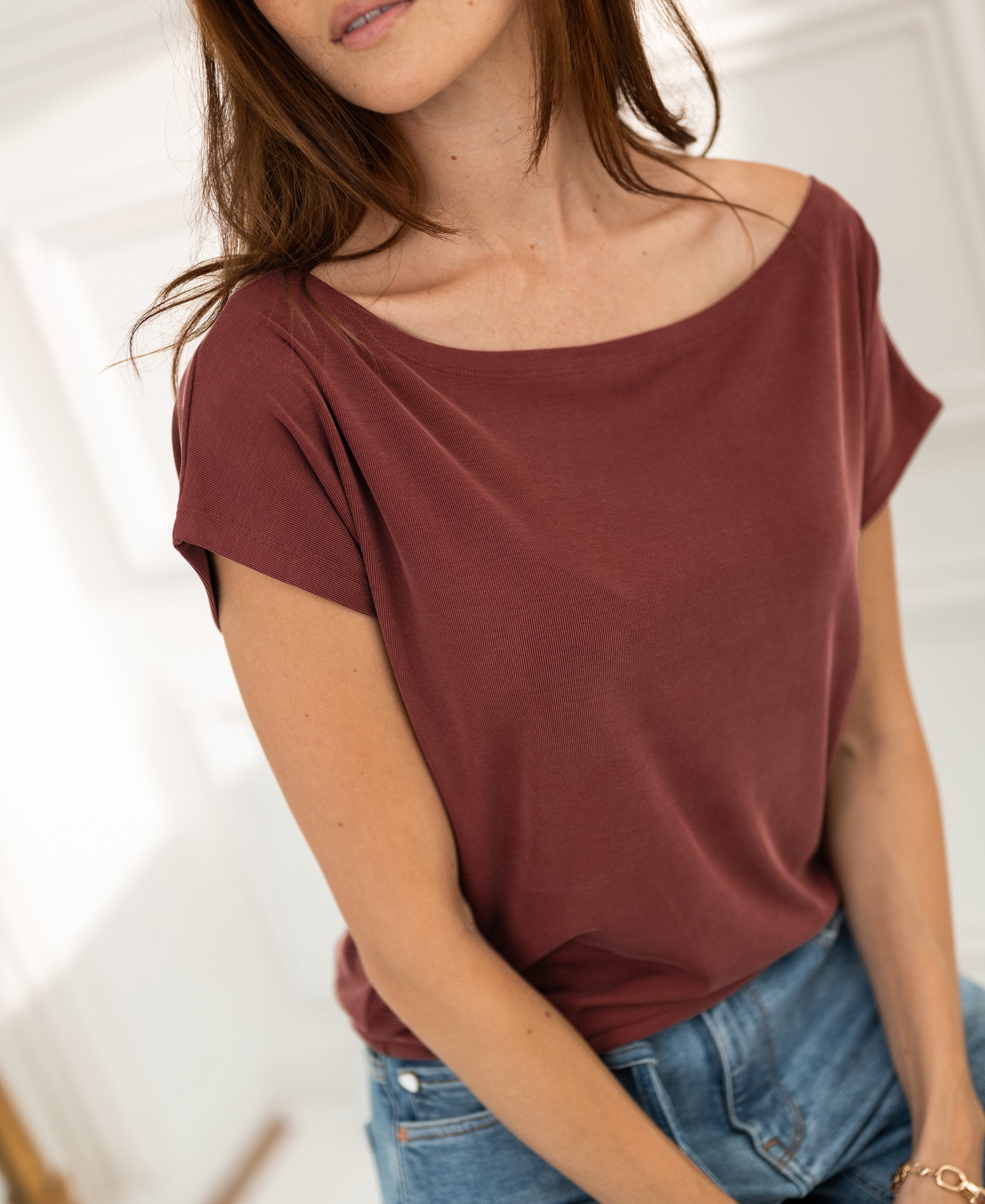Rippshirt mit Boot-Ausschnitt „LA SOMME Henna“