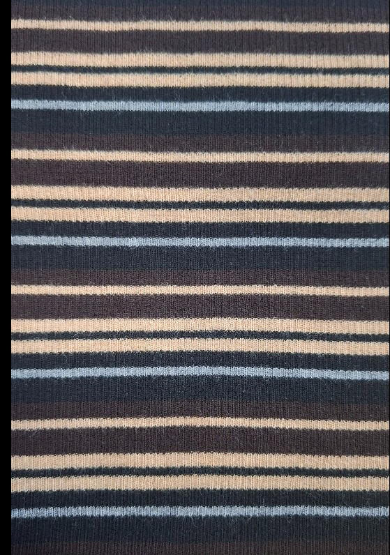 LE FRESCO Striped Merino Turtleneck, Choco - Black