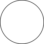 A black-outlined circle on a white background.