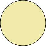 Solid light yellow circle with a thin black outline on a light gray background.