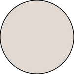 Light beige circle with a thin black outline on a white background.