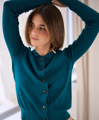 LES TREIZE Dark Teal Polo-Neck Cardigan