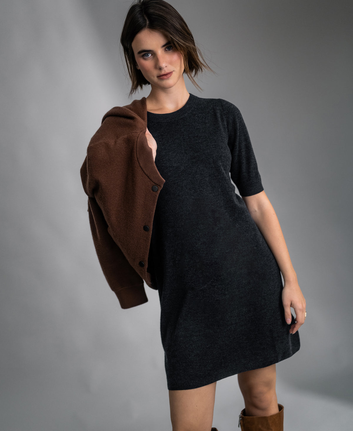 Merino wool dress LA TWIGGY Anthracite