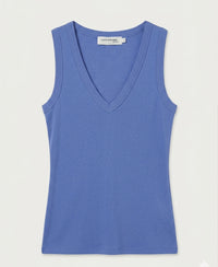This luxurious, soft sleeveless top in light blue stretch rib jersey is made by PLEIN PUBLIQUE and called LA VALE Lavender.