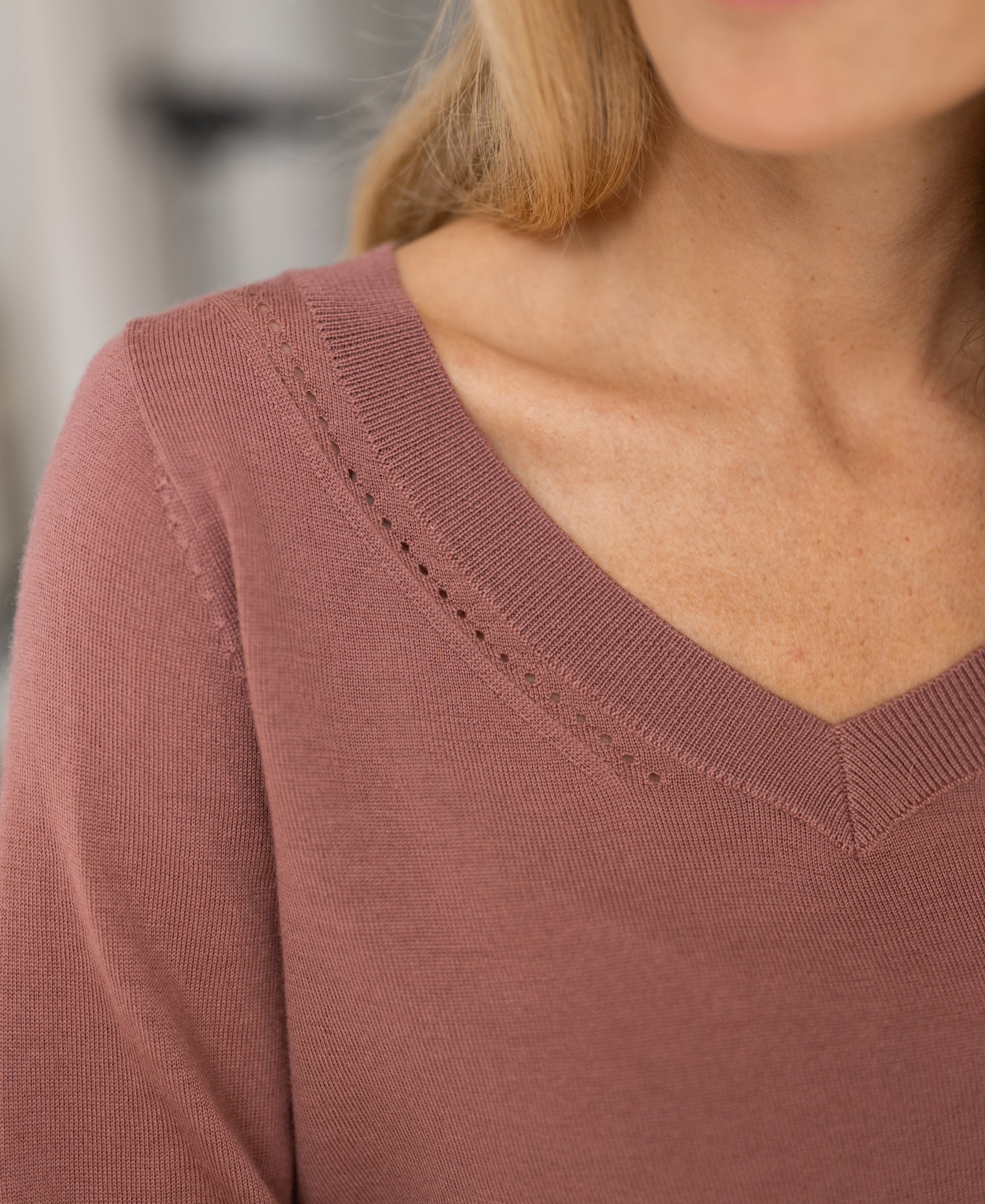 Merino V-hals trui LA VILLE Dusty pink