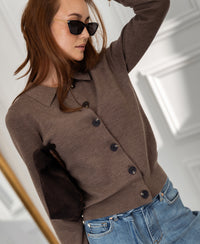 LES VINGT Cappuccino Polo-Neck Cardigan