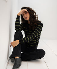 The L'ELISA Black - Army Green by PLEIN PUBLIQUE shown worn, view from the front.