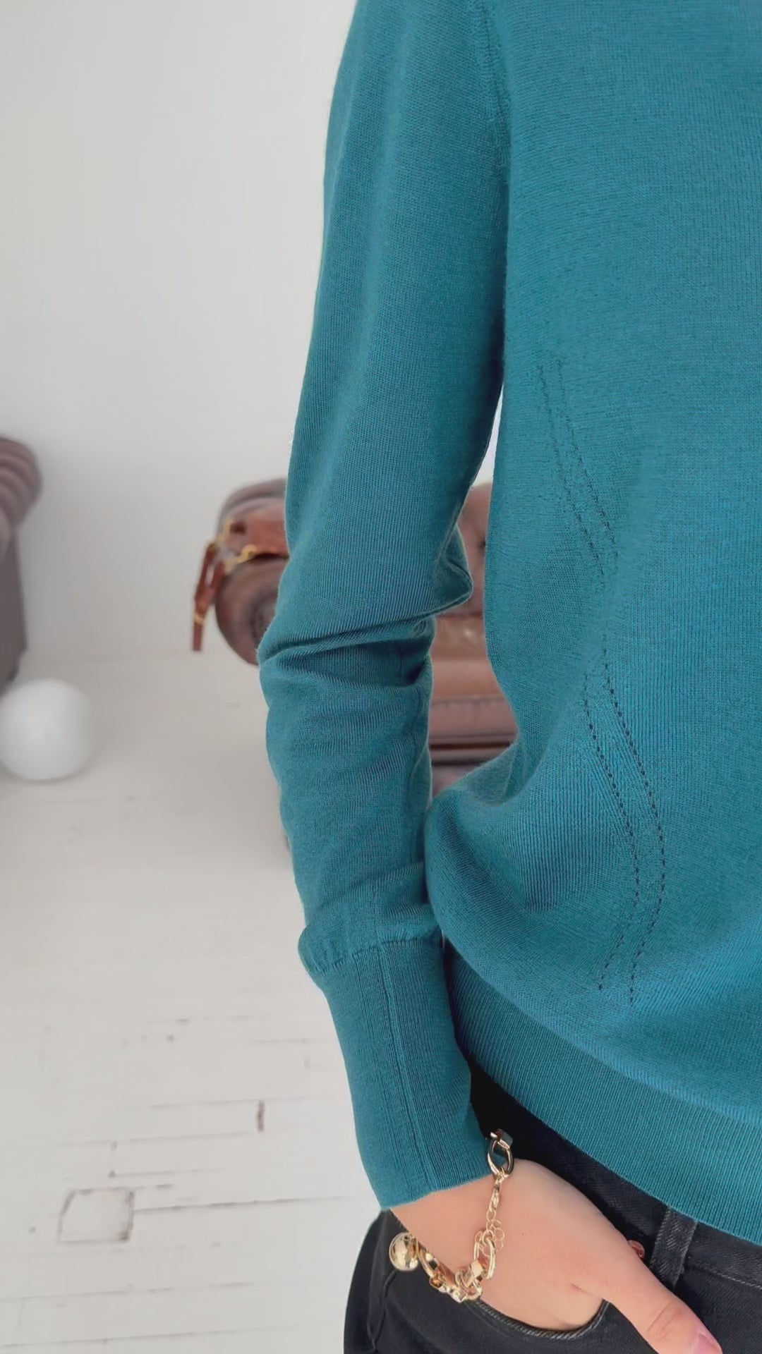 Merino Sweater with Button Detail LA MADELEINE Dark Teal