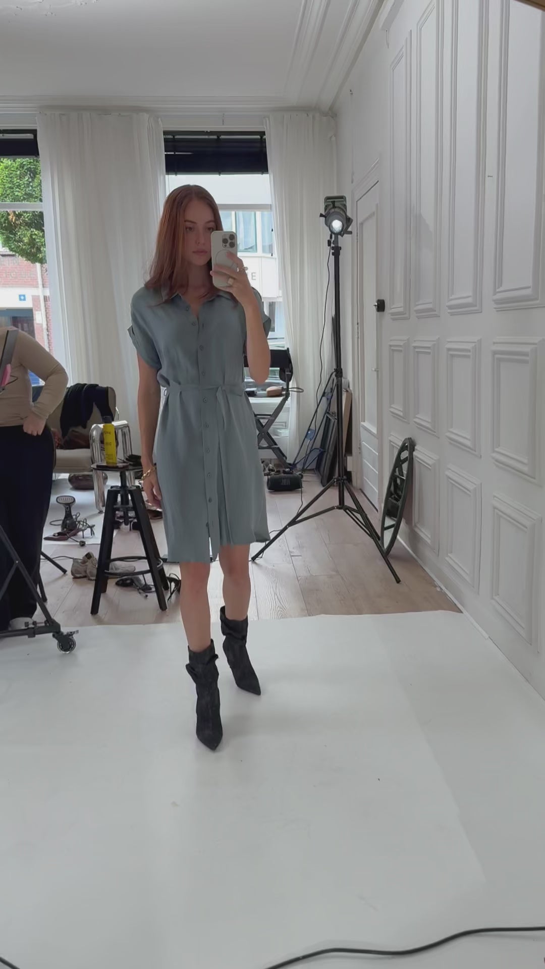 Cupro jurk LA SELENE Denim Cloud