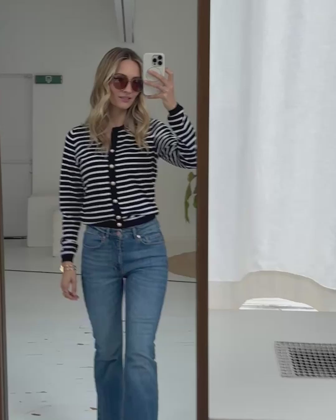 Striped cardigan LA MONACO Darkblue-ivory