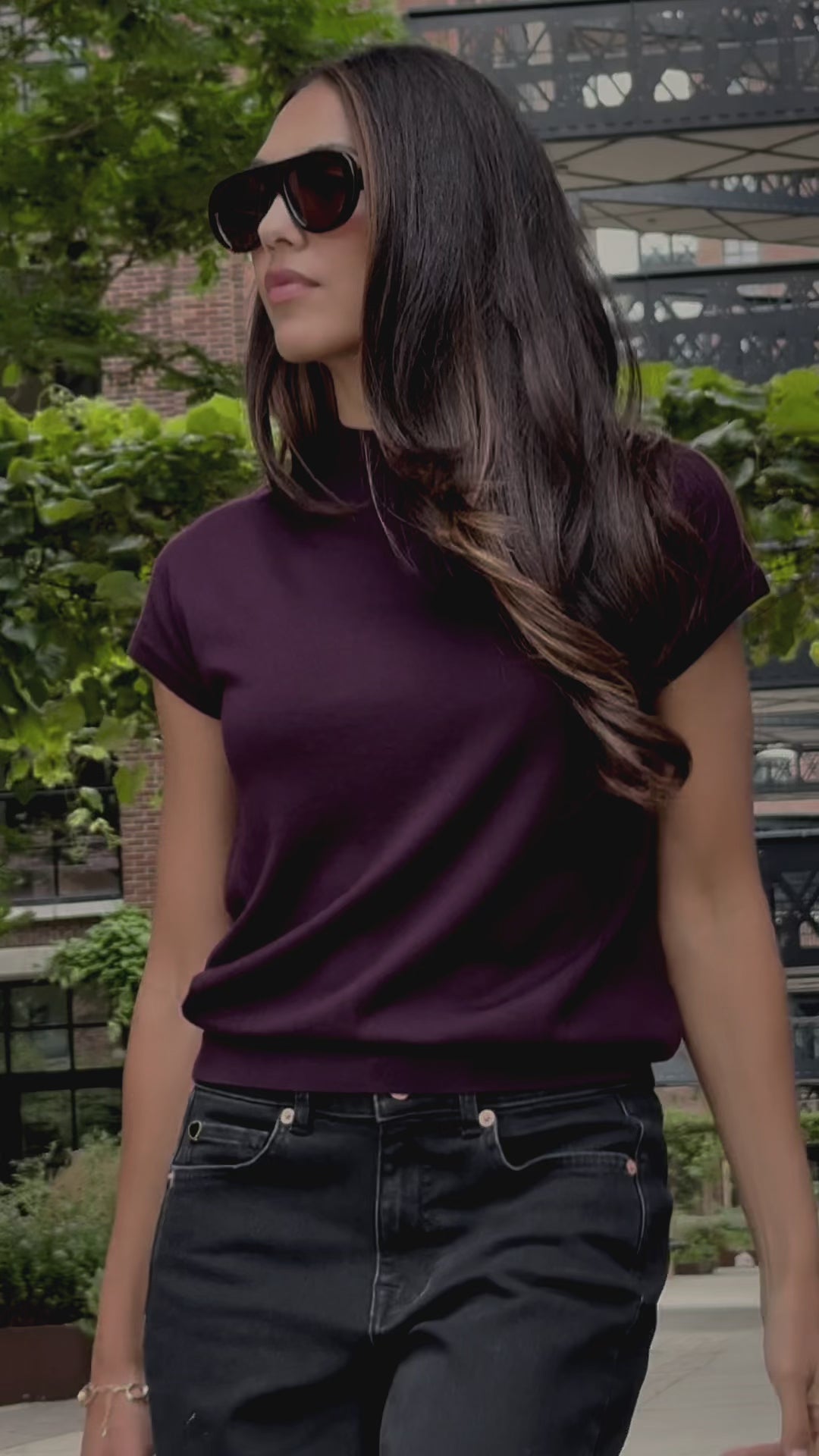 Merino turtleneck top LE JULIAN Plum