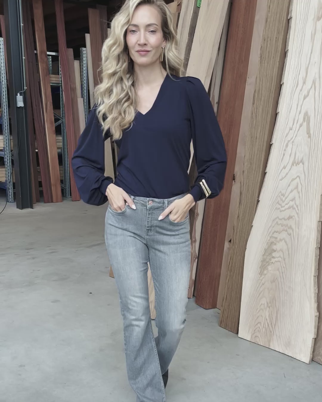 V-neck top LA LIANA Dark blue