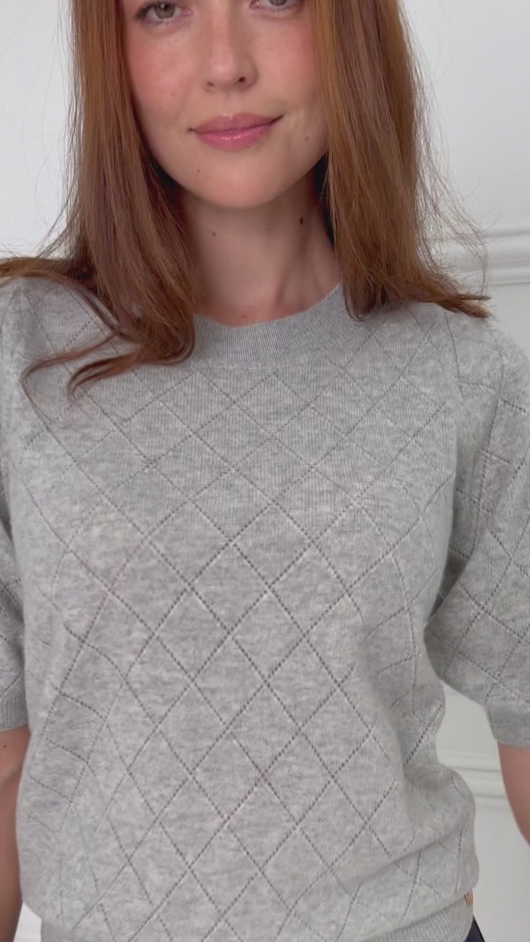 Argyle merino sweater LE HARVARD Light grey melange
