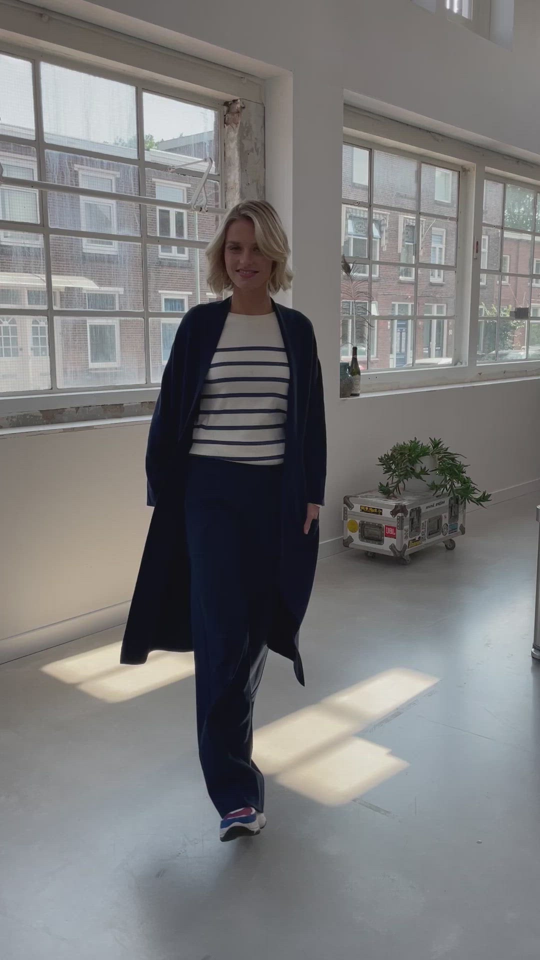 Bretonischer Pullover L'ELISA Ivory- Denim blau
